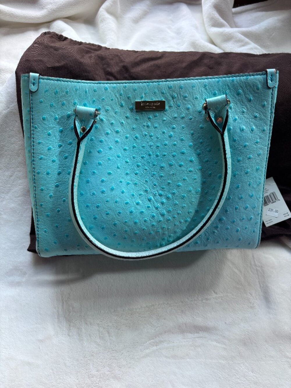 Kate Spade textured ostrich-embossed leather tote bag